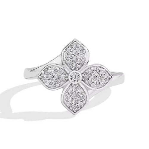 Silberner Kleeblatt Ring für Damen Ringsilber