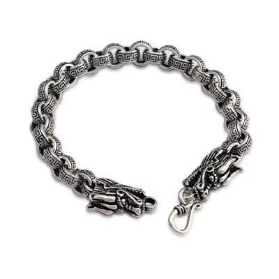 Silbernes Herren Armband mit Drachensymbol Ringsilber