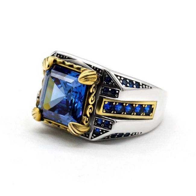 Silberring-mit-Blauem-Zirkonia-Stein-fur-Herren
