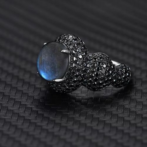 Silberring mit natürlichem Labradorit Stein Ringsilber