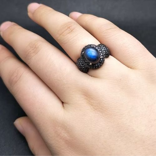 Silberring mit natürlichem Labradorit Stein Ringsilber