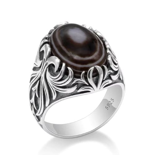 Speziell gravierter Herrenring Ringsilber