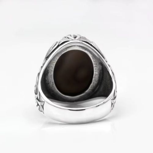 Speziell gravierter Herrenring Ringsilber