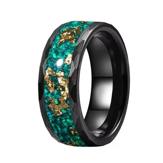 Ungewöhnliche grüne Eheringe - Ringsilber