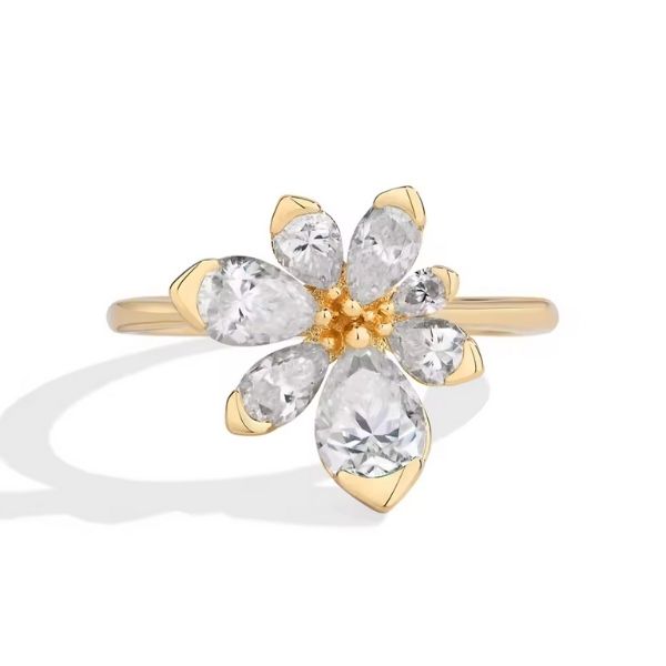 Verlobungsring mit Blumenmuster Ringsilber