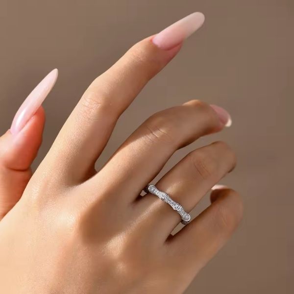 Verlobungsringe aus 925 Sterling Silber mit Bambus-Design Ringsilber