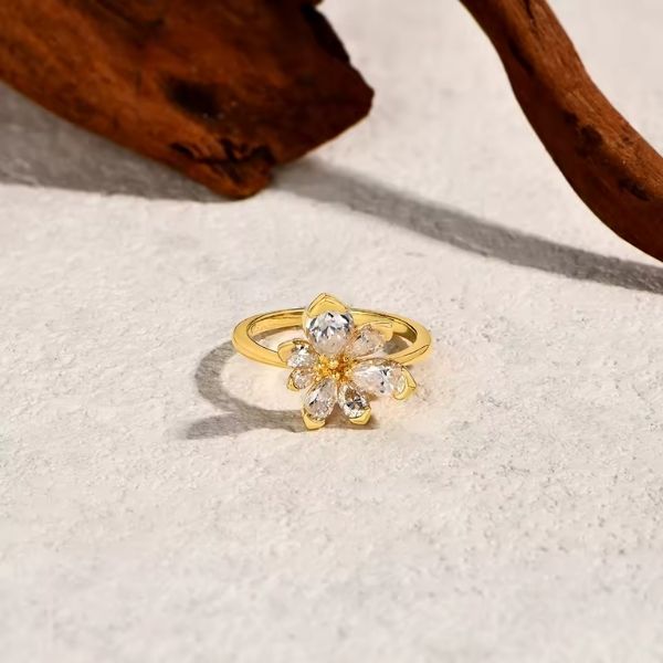 Verlobungsring mit Blumenmuster Ringsilber