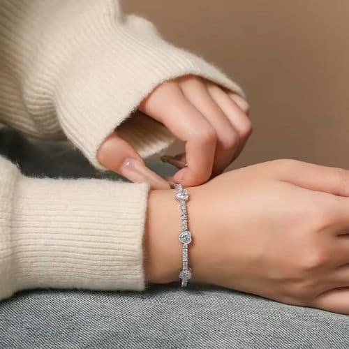 Verstellbares Tennisarmband für Damen Ringsilber