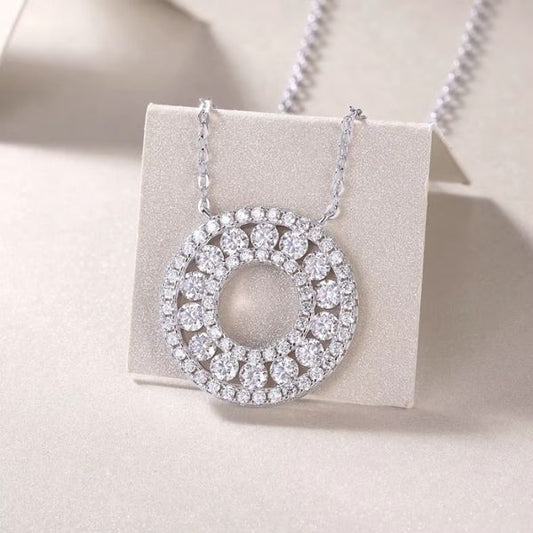 Vintage-Moissanit-Stein-Runde-Halskette