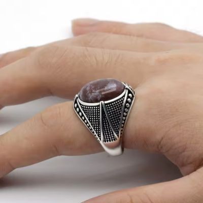 Herrenring mit Onyx Stein Ringsilber