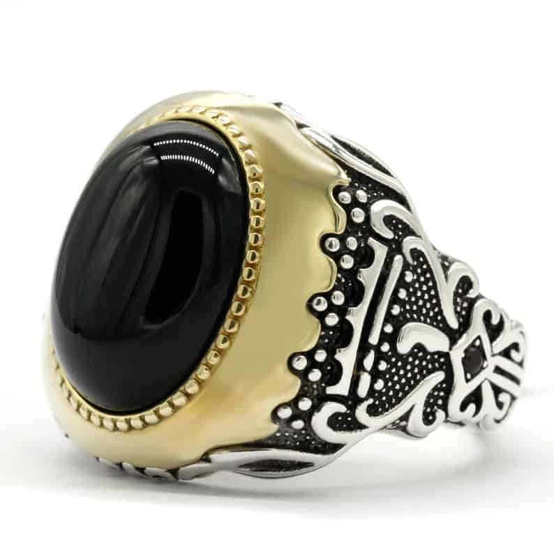 Sterling Silber Ring mit Schwarz Stein