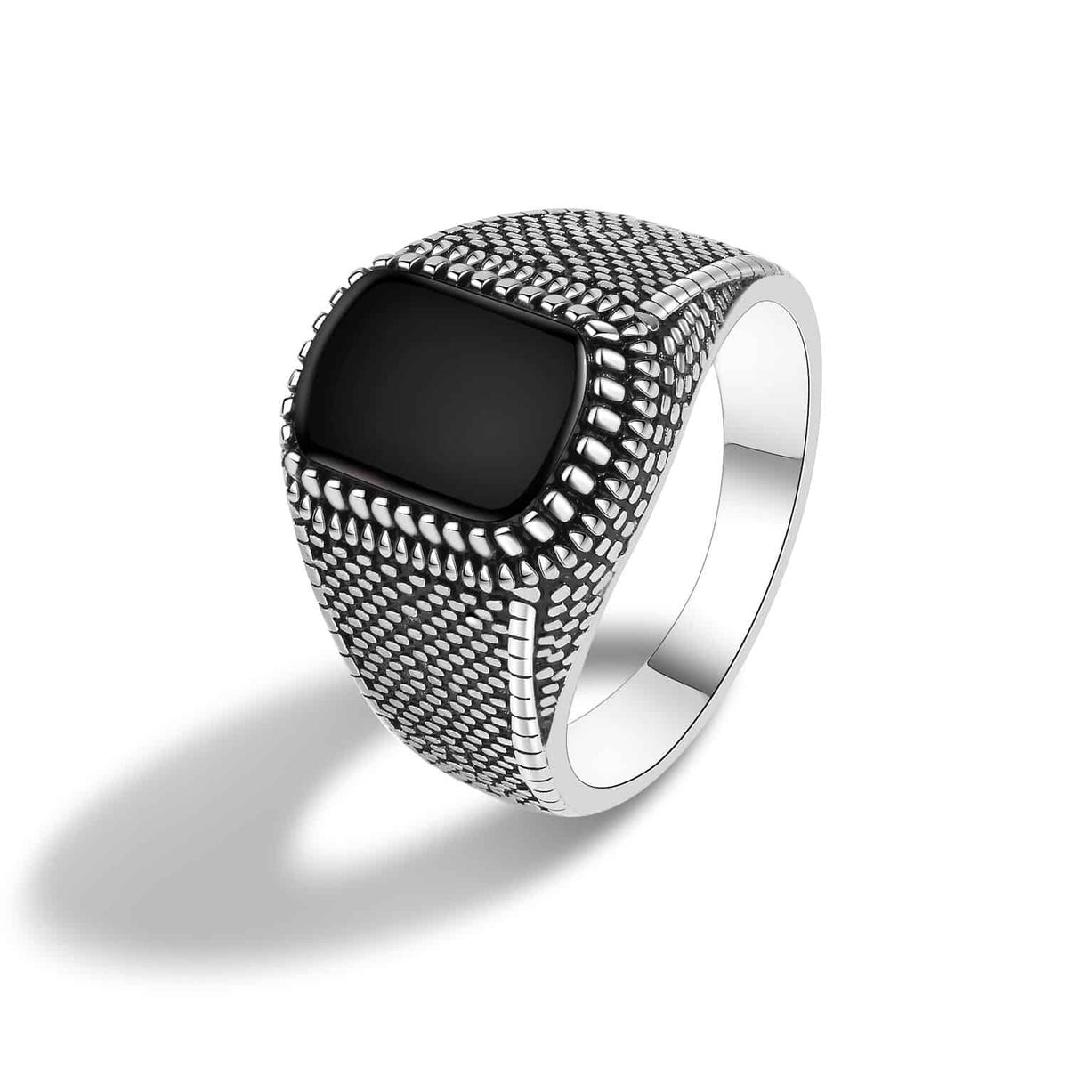 Schwarzer Achat Stein Herrenring aus Ring Silber Ringsilber
