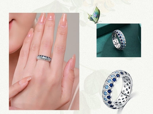 Blauer Zirkon Stein Silberring für Damen Ringsilber