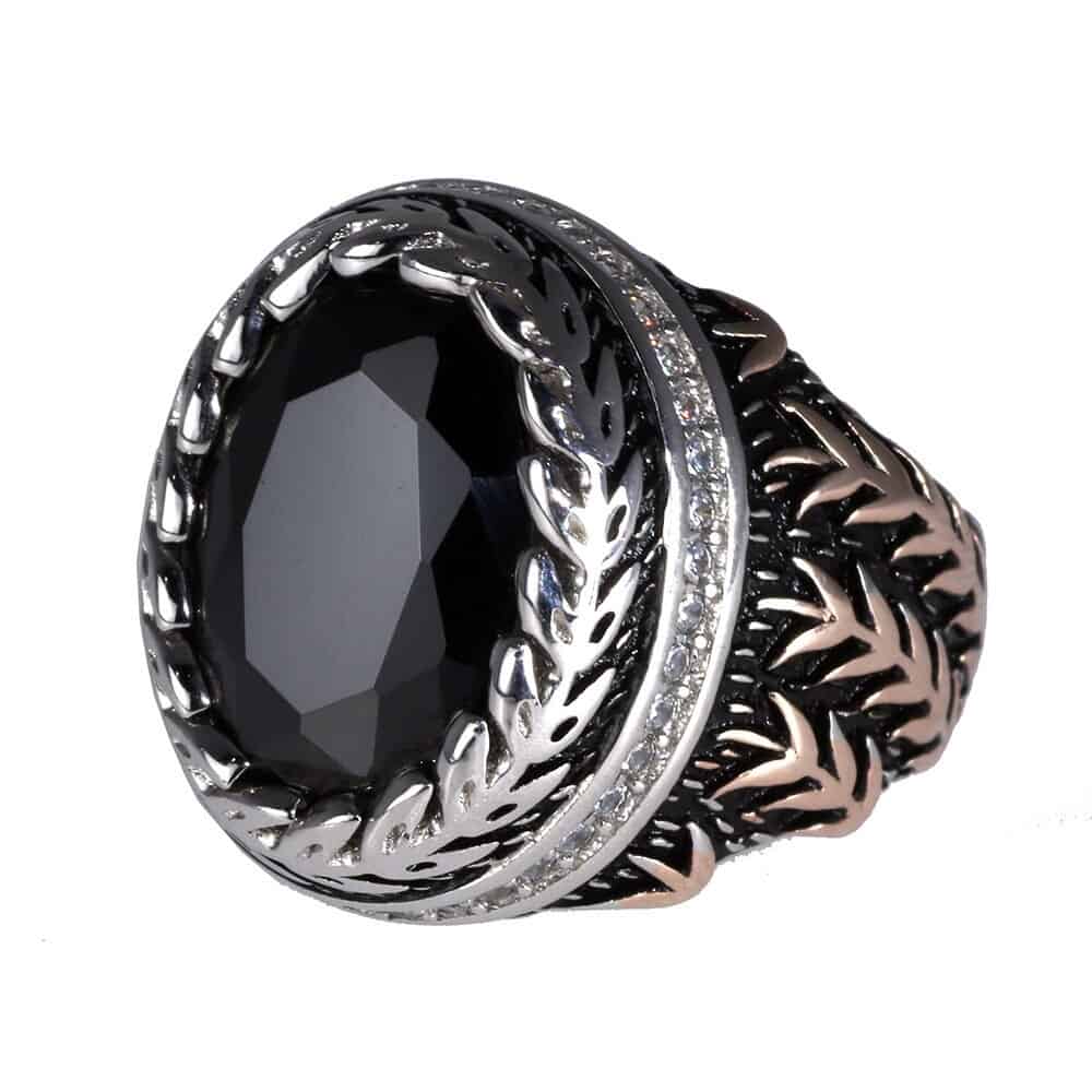 Eleganter Herren Siegelring aus schwarzem Achatstein Ringsilber