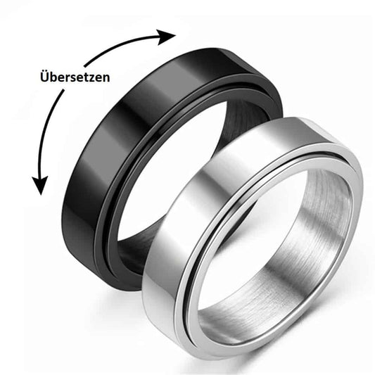 Drehbarer schwarzer und silber farbe Fidget-Ring