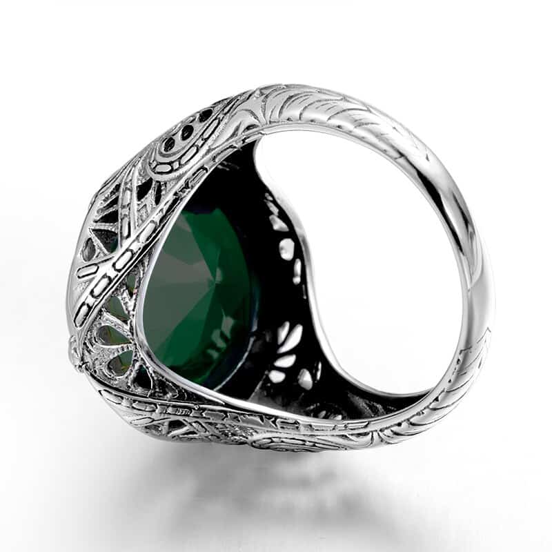 Großer grüner Stein Silberring-Damen Ringsilber