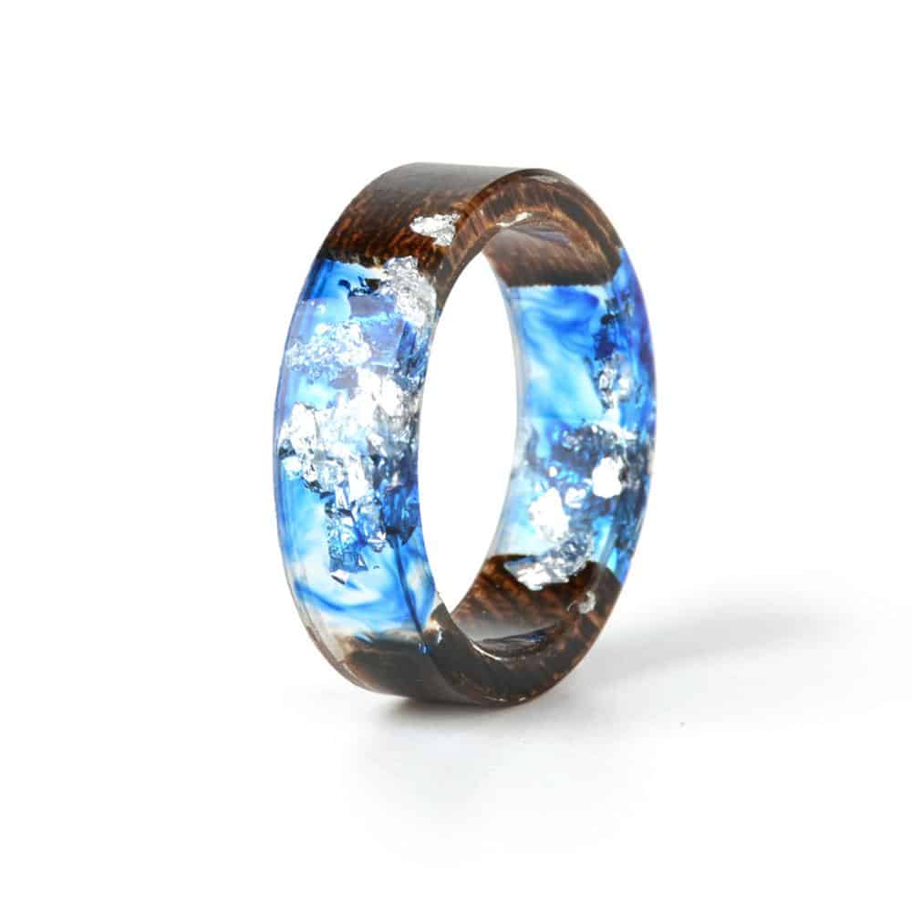 Ring aus Holz für Damen Ringsilber