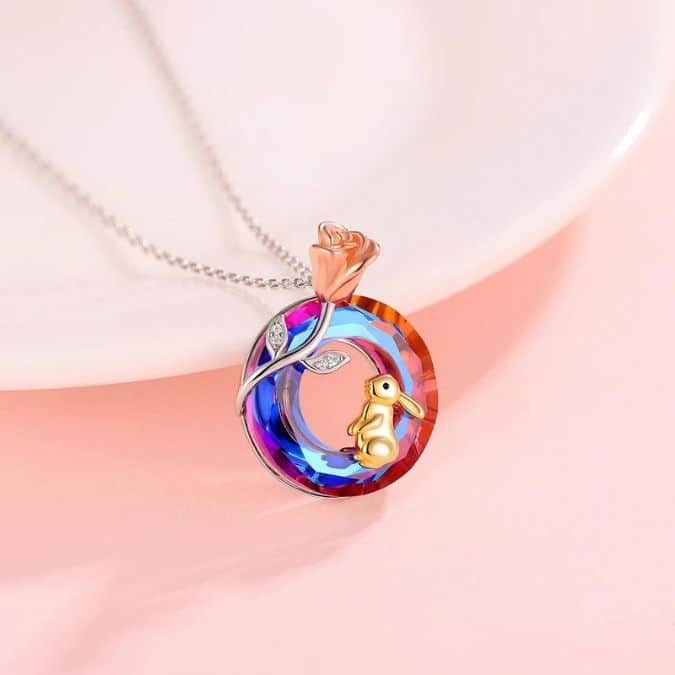 Kaninchen-Figur-Silberne-Kette-Damen