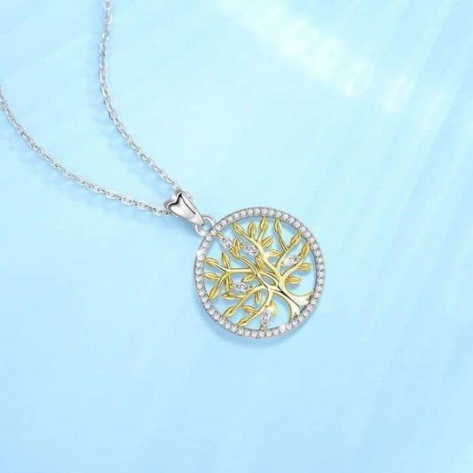 Moderne Baum des Lebens Symbol Sterling Silber Kette - Ringsilber