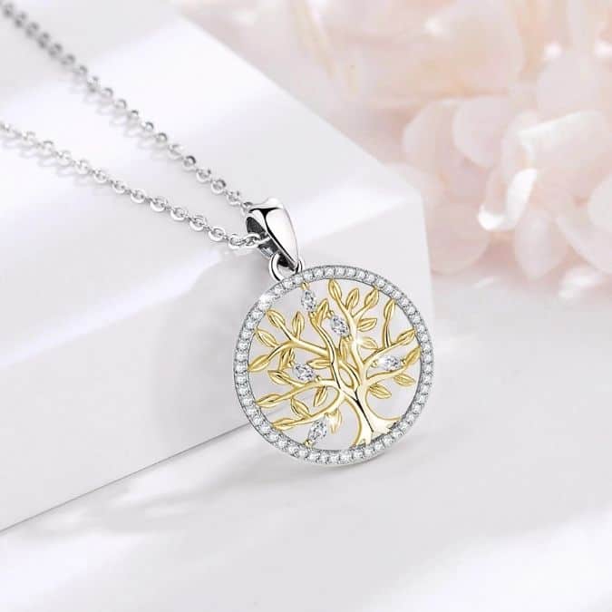 Moderne Baum des Lebens Symbol Sterling Silber Kette - Ringsilber