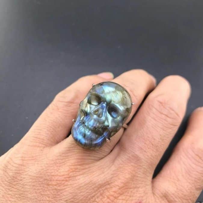 Naturlicher-Labradorit-Schadel-Ring