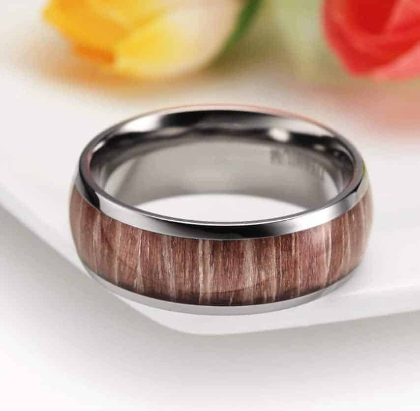 Holzplattierter Silberring für Herren und Frauen