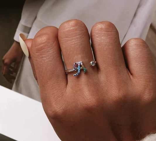 Ring mit Buchstabe für Damen Ringsilber