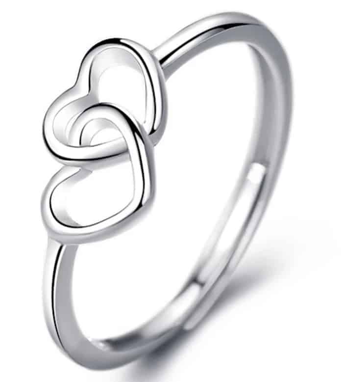 Doppelherziger Damenring aus Silber