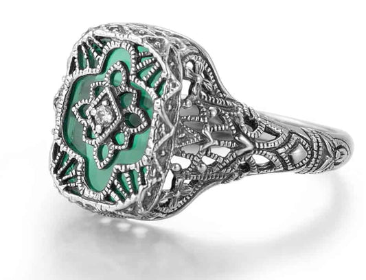 Ring-mit-Stein-Damen-Verlobungsring-Vintage