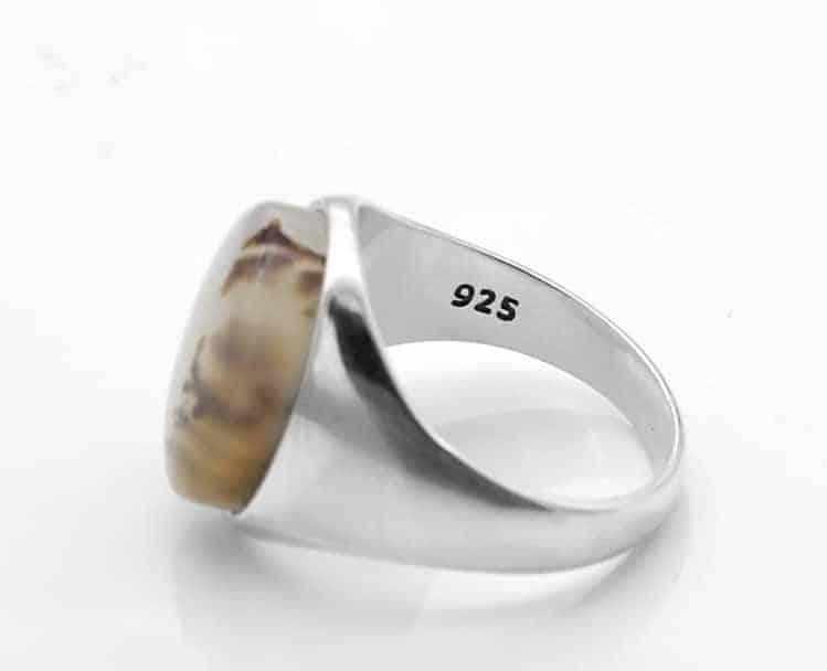 Silberring mit weißem Achat Stein