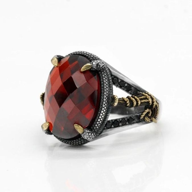 Ring-aus-Sterlingsilber-mit-rotem-Zirkonia-Stein