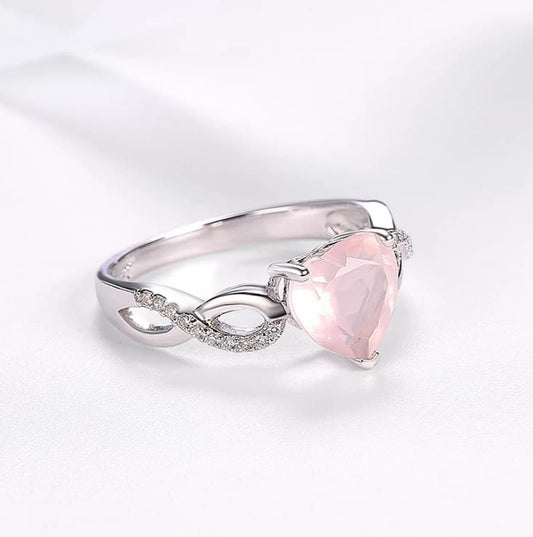 Rosa Herz Sterling Silber Ring für Frauen