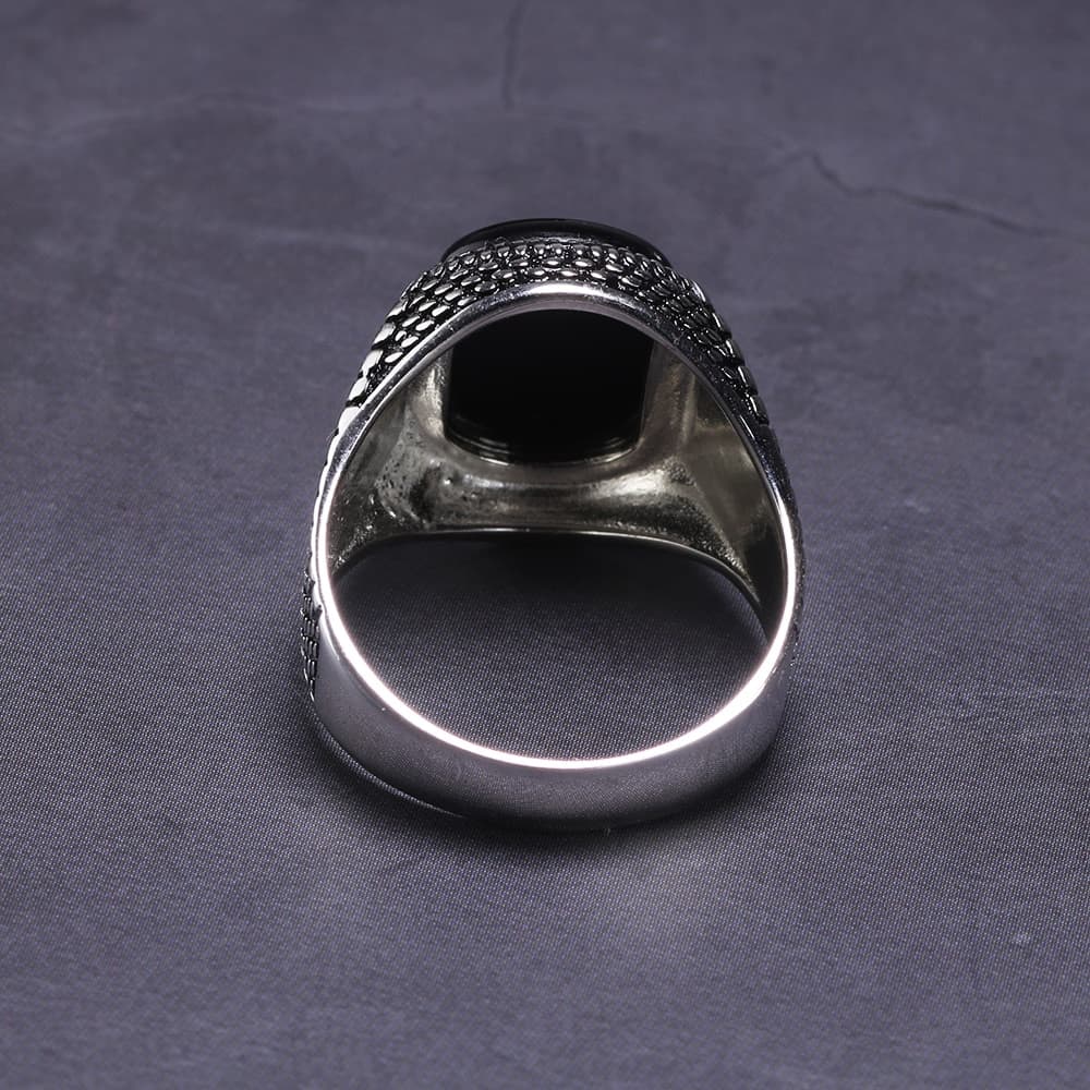 Schwarzer Achat Stein Herrenring aus Ring Silber Ringsilber