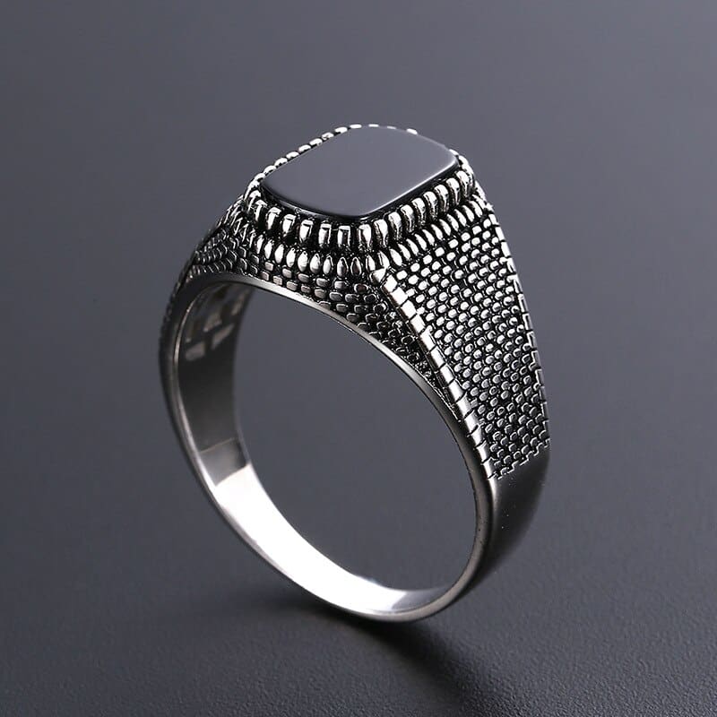 Schwarzer Achat Stein Herrenring aus Ring Silber Ringsilber