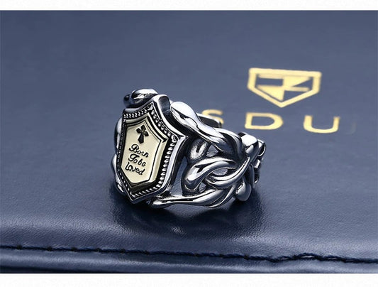 Silberring mit gestrickten Zaummustern