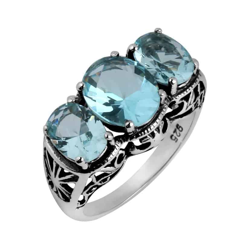 Verlobungsring-Vintage-Aquamarin-Stein-Ring