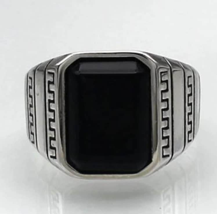 Verstellbarer Achat-Siegelring für Herren Ringsilber