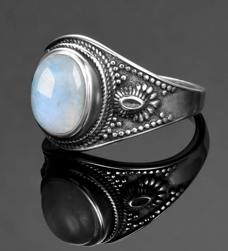 Weißer Mondstein Silber Ring für Damen