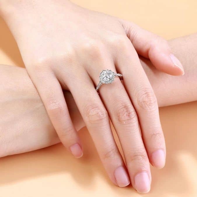 Vintage-Verlobungsring-Silberne-Damen