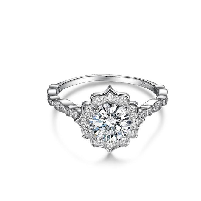 Vintage-Verlobungsring-Silberne-Damen