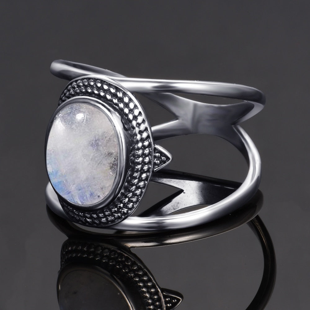 Ring Silber mit Großem Mondstein