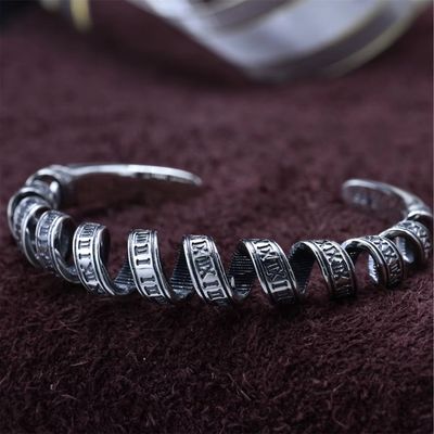 925 Silber Armreif im Vintage-Look Ringsilber