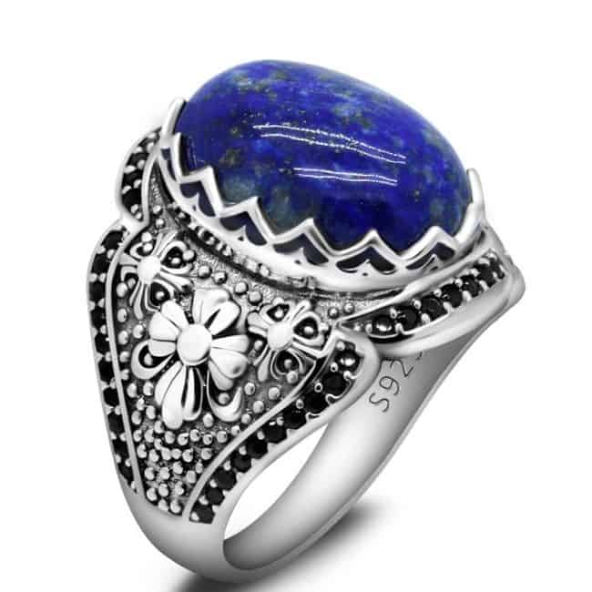 Silberner-Lapislazuli-Stein-Ring