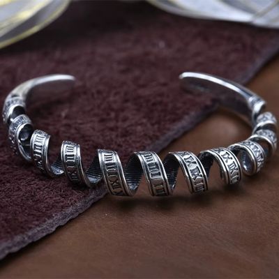 925 Silber Armreif im Vintage-Look Ringsilber