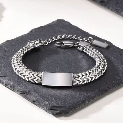 Armband Edelstahl mit Gravur Ringsilber