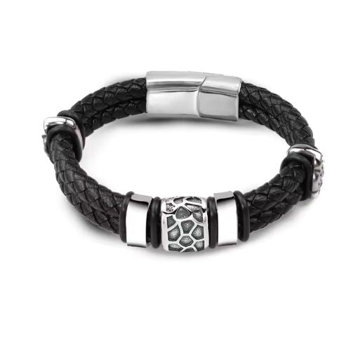 Armband Leder Herren Ringsilber