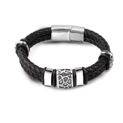 Armband Leder Herren Ringsilber