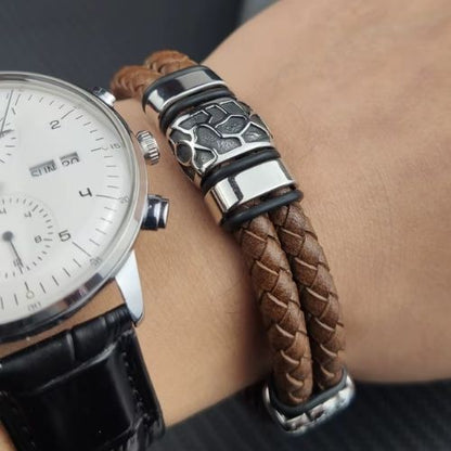 Armband Leder Herren Ringsilber