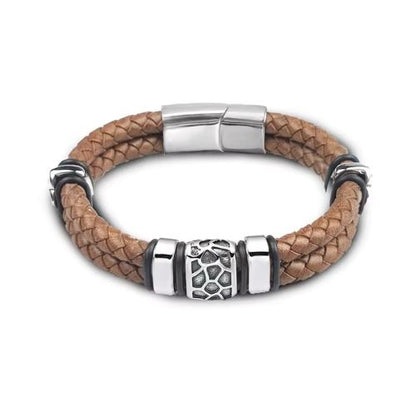 Armband Leder Herren Ringsilber