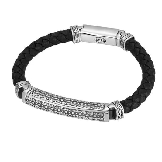 Armband aus Leder und Silber für Männer